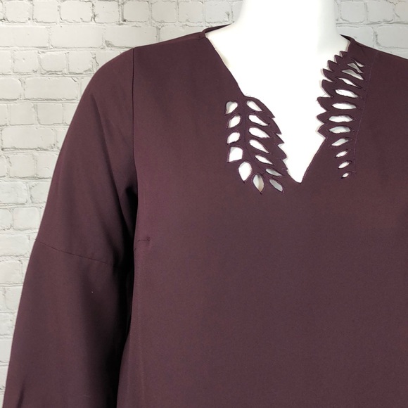 Alfani Deep Burgundy Cut Out Top Plus Size 1X 2X - Picture 4 of 4